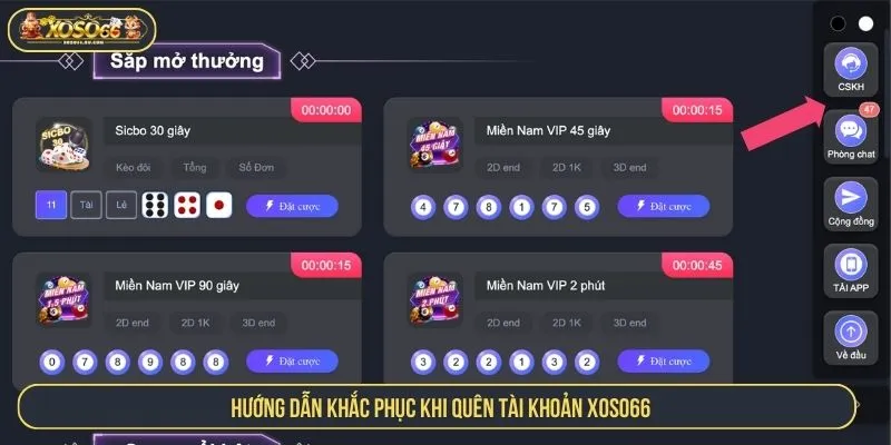 Hướng dẫn khắc phục khi quên tài khoản XOSO66