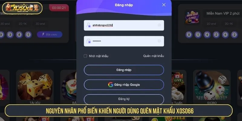 guyên nhân phổ biến khiến người dùng quên mật khẩu XOSO66