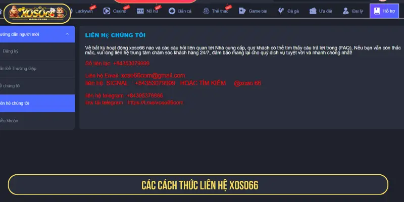 Cách thức liên hệ XOSO66