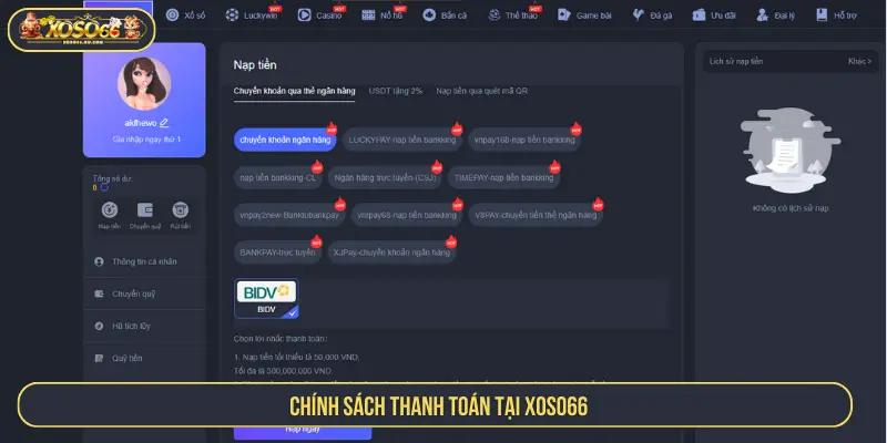 Chính sách thanh toán tại XOSO66