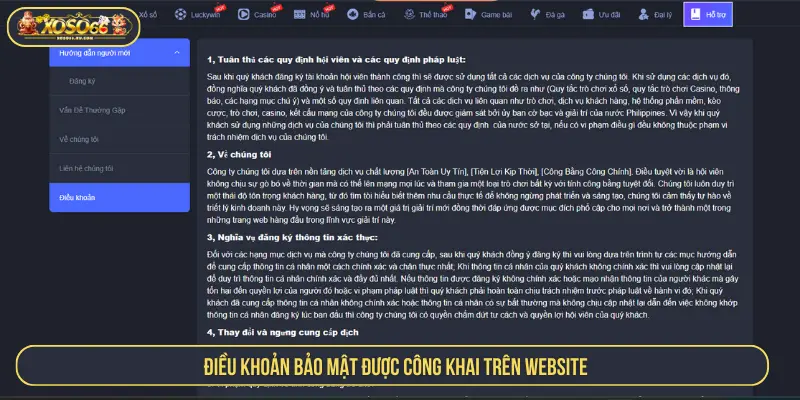 Chính Sách Bảo Mật XOSO66 – An Toàn Tuyệt Đối Cho Người Chơi Điều khoản bảo mật được công khai trên website